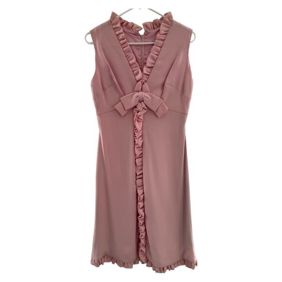Vintage unbranded pink shimmer ruffled sleeveless dress small- medium - Picture 1 of 12